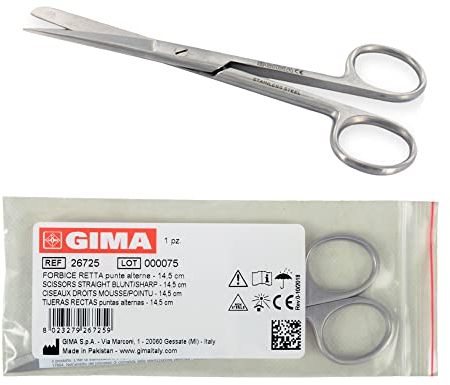 Gima - Gerade Chirurgische Schere, Spitze/Stumpfe Ende, Länge 14.5 cm, aus Edelstahl