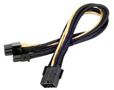SilverStone SST-PP07-PCIBG - Netzteil-Verlängerungskabel 25cm 8pin auf PCI-E 6+2pin, schwarz/gold