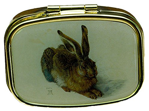 Fridolin 18239 Pillendöschen, Albrecht Dürer - Feldhase, Metall, 5,1 x 3,6 x 1,8 cm