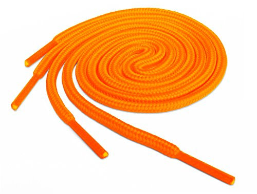 Lacestar Round Boots Shoelace, 4mm Diameter Outdoor Work & Hiking Boots Shoe Laces, Premium Round Shoelaces for Trainers Shoes (Neon Orange 90cm)