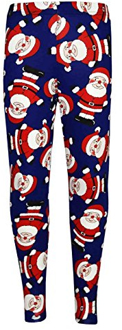 A2Z 4 Kids Girls Christmas Legging Santa Snowman Penguin - Xmas Legging Santa Navy 13