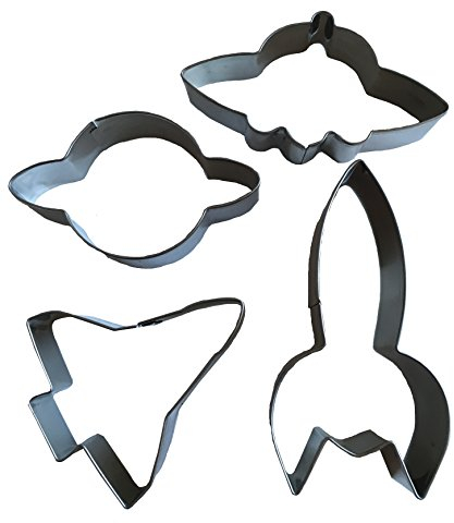 4er Set Edelstahl UFO Weltraum Planet Rakete Ausstecher Plätzchenform Aliens Raumschiff Keksform Plätzchenaustecher Keksausstecher Keks Backen Stempel von ROYAL HOUSEWARE