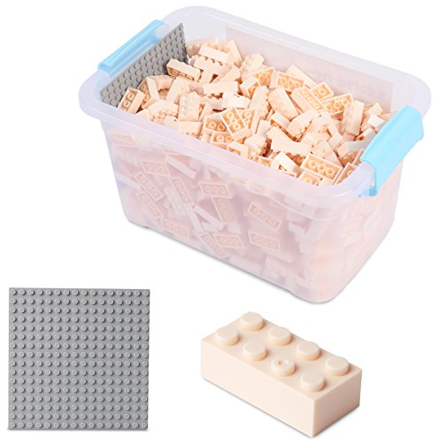 Bausteine - 520 Stück, Kompatibel zu Allen Anderen Herstellern - Inklusive Box und Grundplatte, Creme-Weiß