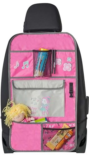 WALSER Autositz-Organizer Kinder, Rückenlehnenschutz-Auto Ballet Doll, Rücksitz-Organizer mit Taschen Kinder, Rücksitzschoner-Auto ca. 70x40 cm rosa