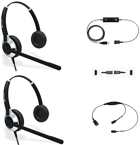 TruVoice Deluxe Usb Headset Training Solution (Includes 2 X Hd-550 Double Ear Noise Canceling Microphone Headsets, Usb Cable With Mute And Volume Controls And A Training Y Cable)