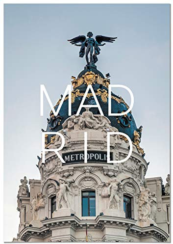 Panorama Poster Stadt von Madrid 21 x 30 cm - Gedruckt auf 250g-Papier - Wandbild Wohnzimmer - Papierplakat Schlafzimmer