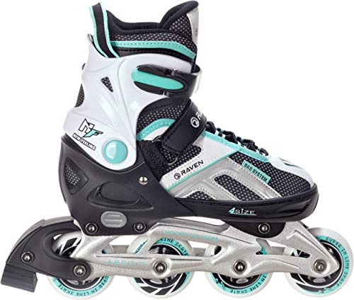 Raven Pulse Inline Skates Inliner für Kinder und Erwachsene OPTIONAL 2in1 mit Schlittschuhen verstellbar (Black/Mint ohne Kufen, 37-40 (23,5-26cm))