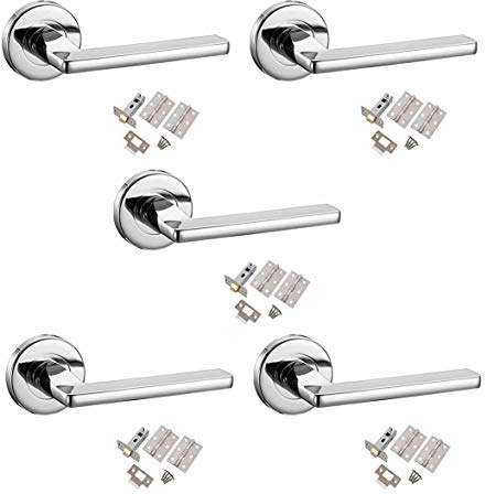Golden Grace Leon Door Handles Latch Set, Polished, 51mm Round Rose