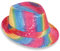 KarnevalsTeufel Trilby Paillettenhut bunt Regenbogen Sommerhut Hippiehut Pride 70er Jahre Partyhut (Trilby Regenbogen)