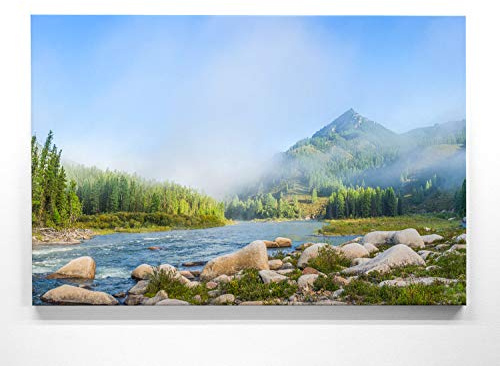 BilderKing Atemberaubendes Leinwandbild Wald im XXL Format 120x80cm. Das Motiv Sibirien als großes Wandbild. Fertig aufgespannt auf Holzrahmen. Als Hintergrund und Deko für Wohnzimmer & Schlafzimmer