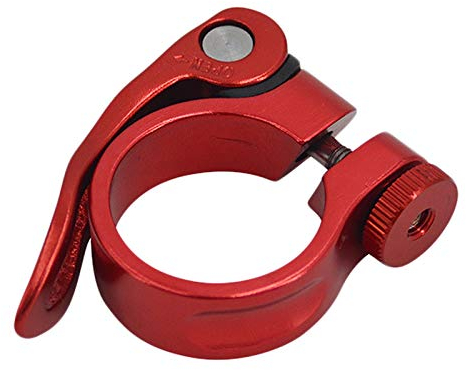 Sattelklemme, Aluminiumlegierung Fahrrad Sattelstützenklemme mit schnellspanner, 31,8-34,9 mm, Rot