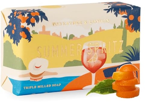 Wavertree London - Sapone naturale con aroma Summer Spritz, 200 ml, sapone idratante francese a tripla macinazione, per donne e uomini, arricchito con burro di karité biologico, sapone puro per bagno
