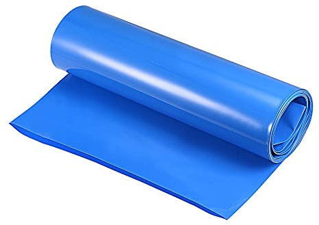 sourcing map Gaine thermorétractable en PVC pour batterie - 240 mm - Plat - 2 m - Bleu - Bonne isolation