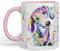 Vixar Dachshund Dog Sausage Wiener Badger Pet Watercolour Rainbow Art Ceramic 330 ml Coloured Mug Cup Gift Birthday Work Office Christmas Tea Coffee (Pink)