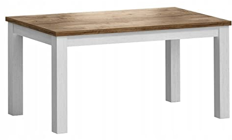 Furniture24 Tisch ausziehbare 160-203 cm Prowansja STD Esstisch Esszimmer (Kiefer Weiß/Lefkas Eiche)