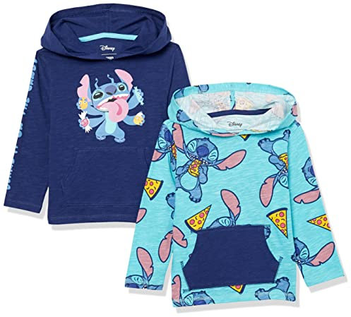 Amazon Essentials Disney | Marvel | Star Wars Boys' Lightweight Hooded Long-Sleeve T-Shirts, Pack of 2, Stitch Treats, 3 Years