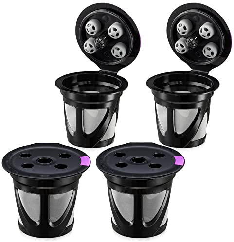 Wiederverwendbare K Cups, nachfüllbare Kcup Pod Kapseln für K Supreme und K Superme Plus Kaffeebrauer (4 Stück) schwarz