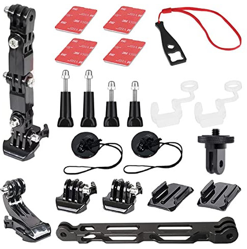 Motorradhelm-Kinnhalterungs-Set mit Verlängerungsarmen, kompatibel mit Insta360 ONE X2/X/R/GO 2, GoPro Hero und DJI OSMO Action 2