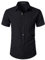 PARKLEES Men's Fitted Cotton Linen Casual Short Sleeve Button Up Shirts Lightweight Beach Tops with Pocket EU-PZLSC34-Black Medium