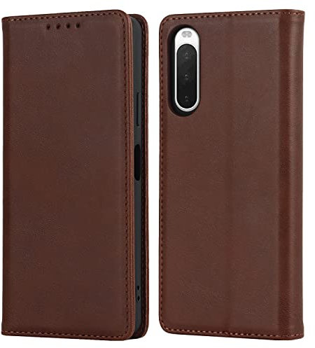 CAVOR Hülle Kompatibel mit Sony Xperia 10 IV,Flip Leder Geldbörse Handyhülle,[3 Kartenfach][Magnetverschluss][Ständerfunktion],Klapphülle Schutzhülle Handyhülle für Xperia 10 IV - Dunkelbraun