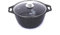 Wok-Kochtopf aus Aluminium, antihaftbeschichtet, mit Glasdeckel (dunkler Marmor), Camping-Kochgeschirr, Dutch Oven Küchentopf, 2,1 qt. (2 l)