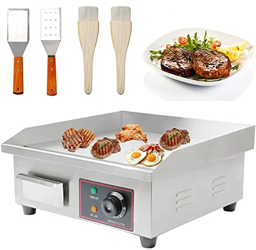 MNSSRN High Power Teppanyaki, Tabletop Pan, Stainless Steel Electric Frying Pan, Non Stick Tabletop Hot Plate Commercial Barbecue Rack