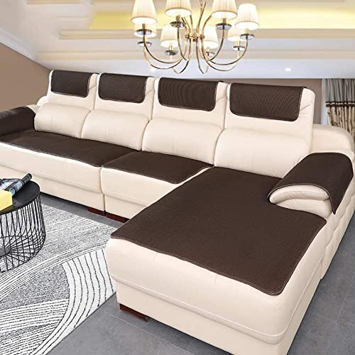 GTYUNZP Sofa Abdeckung Für Ledercouch, Super rutschfeste Sofa Dämpfung Couch überwurf Für Haustiere, Sofa Möbel Protector Separat Erhältlich (Color : Dunkelbraun, Size : 60x210cm)