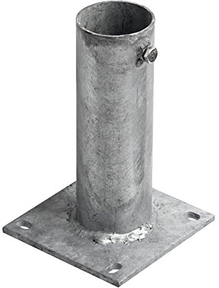 Fourreau à platine pied de poteau acier galvanisé. Fixation poteau disponible en plusieurs tailles -