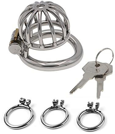 Chastity Cage Uomo Sex Toy Gabbia Pene Metallo Bdsm Male Chasity Cage Per Giochi Erotitici Sexy Per Coppie (L)