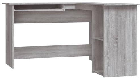 vidaXL Bureau d'angle Sonoma Gris 120x140x75 cm Bois d'ingénierie, Bureau, Bureau d'étude, mobilier de Bureau à Domicile, Bureau d'ordinateur