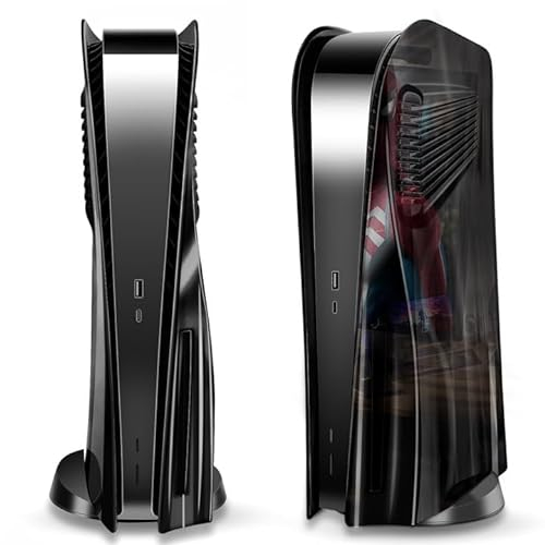 SIKEMAY PS5 Cover Plates with Cooling Vents for Disc Edition, PS5 Face Plate Console Replacement Side Plate Shell Faceplates, Dustproof ABS Protective PS5 Cover Electroplating-Mirror Black