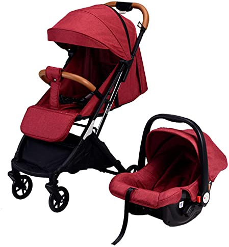 AIYING Kinderwagen Nelio 3in1 Kombikinderwagen,Ultra Leicht - nur 12 kg, Klein Zusammenklappbar, Reisebuggy mit Liegefunktion, Sonnenverdeck, Großer Korb,Burgundy
