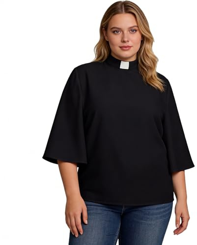 Dam elegant regular fit utsvängda halvärmar ståkrage blus skjorta enfärgad toppar casual arbetstoppar för kyrka