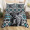Highland Cow Bettbezug Bohemian Style Blau Schwarz Weiß Grid Bettwäsche Set für Kinder Jugendliche Erwachsene Wild Animal Retro Tribal Plaid Bettbezug mit 1 Kissenbezug 135x200