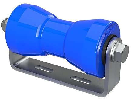 SUPROD Polyurethan Kielrolle mit Halter Sliprolle Bootstrailer Sliphilfe verzinkt 160 mm, blau