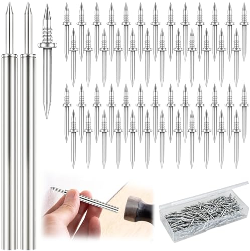 FORMIZON 200 PCS Clou à Double Tête, Clous Acier Galvanisé, Fil de Plinthe à Double Tête Clou Sans Couture, Vis De Sécurité Invisibles Seamless, Clou Plinthe avec Outil de Manchon Spécifique à Ongles