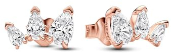 PANDORA Timeless Funkelnde Birnen-Ohrringe aus Sterling Silber mit rosévergoldeter Metalllegierung und Zirkonia, 282836C01