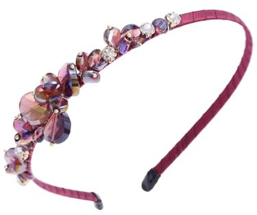 IYOU Cerchietti per capelli Cristallo Scintillanti per Donne Fasce per capelli Strass Fucsia Accessori per capelli Vintage Sottili per Feste