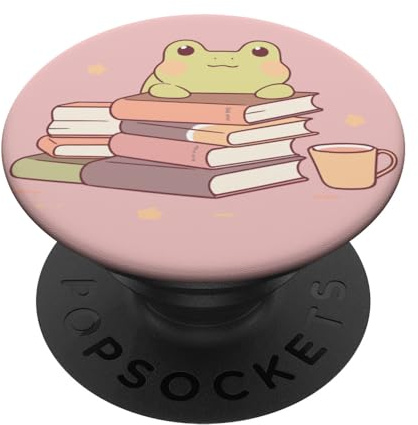 Cottagecore Frog with Books Cute PopSockets Adhesive PopGrip
