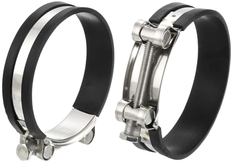 sourcing map 2Pcs T-Bolt Hose Clamp Working Range 98-103mm Rubber Cushioned Intake Intercooler Clamps Adjustable Tube Clamps for Tubes Pipes