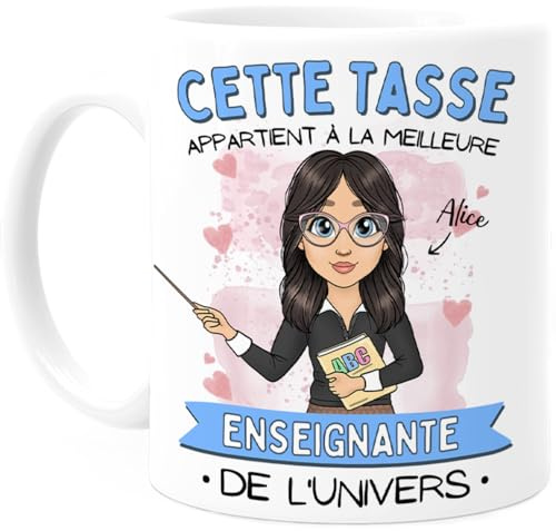 Tassenliebling Cupdarling® Tasse Personnalisable Cadeau Enseignante - Idee Cadeau Femme - Tasse Maitresse d'École - Professeur - Cadeau Anniversaire Femme - Mug Maitresse