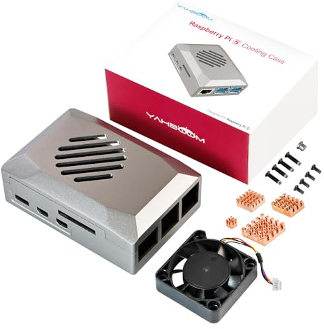 Yahboom Raspberry Pi 5 ABS Case with Cooling Fan, Raspberry Pi 5 Case, 40mm PWM Fan, 4 Copper Heatsinks for Raspberry Pi 5, Supports Official Raspberry Pi 5 Active Cooler