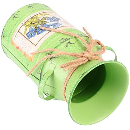 Amosfun Decorative Flower Tub Iron Flower Arrangement Kettle Green Home Office Display Present for Friends