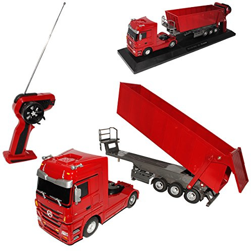 alles-meine.de GmbH Mercedes-B Actros Kipper Rot 40 MHz - RC Funkauto - mit Beleuchtung - viele Funktionen 1/32 Modellcarsonline Modell Auto
