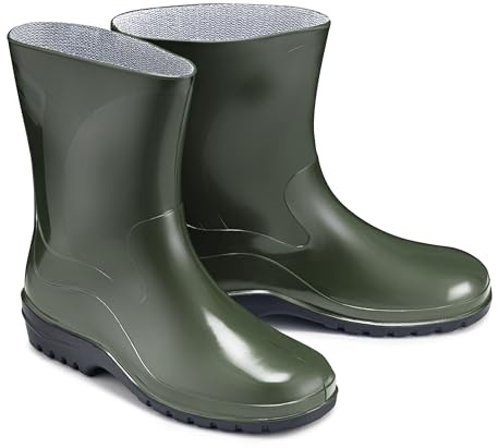 ESTRO Stivali Pioggia Donna Gomma - Stivaletti Pioggia Donna Gomma Galosce Stivali Giardino K007 (41 EU, Verde Scuro)