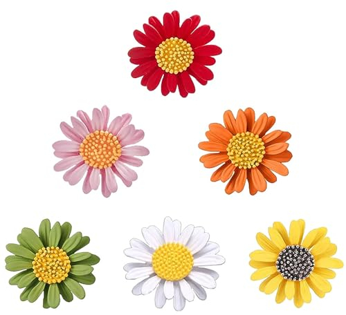 6 Pièces Marguerite Broche, Émail Marguerite Fleur Broche, Broches Et Pins Pour Femme, Broches Élégantes, Pour Les Cadeaux De Fête, Cadeaux Pour Femmes Et Filles, Tous Les Jours
