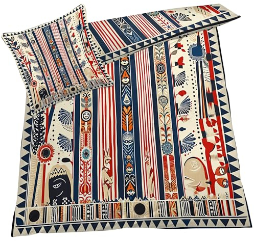 YELDAN Bettwäsche Indianer 155x220 - Bettbezug Boho Stamm, Bettwäsche-Sets 3 teilig, Weich & Atmungsaktiv Mikrofaser Wendebettwäsche und 2 Kissenbezug 80x80 mit Umschlag