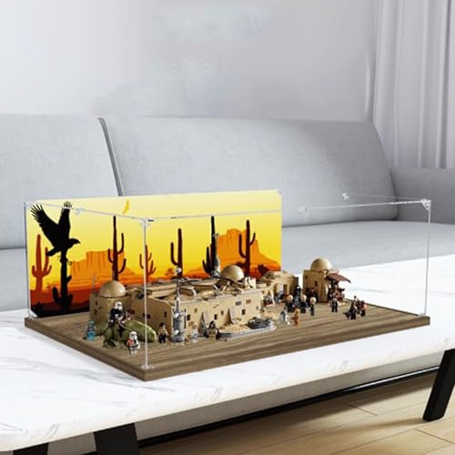 Transparente Acryl-Vitrine, für Lego 75290 Bistro-Barmodell, transparente Box, Aufbewahrungsbox, Displaybox, kompatibel mit 75290 Modell. (nur Displaybox) (Holzsockel)