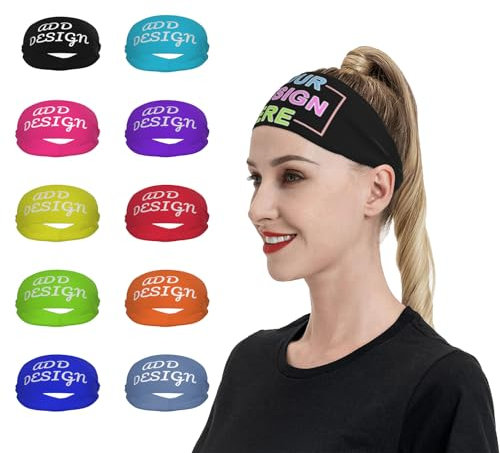 RoPox Personalisierter Stirnband,Individuelles Sport-Stirnband, Individuell Besticktes Stretch-Stirnb Double Sided Feuchtigkeitsabführend Workout, für Laufen, Fitness und Outdoor -Aktivität