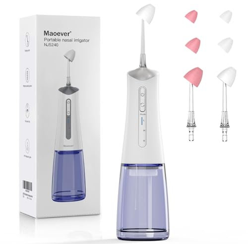 Risciacquone nasale elettrico con 6 ugelli, lavaggio nasale per adulti e bambini. Nasello per alleviare i sinusali e la cura del naso, adatto anche come dispositivo doccia nasale.